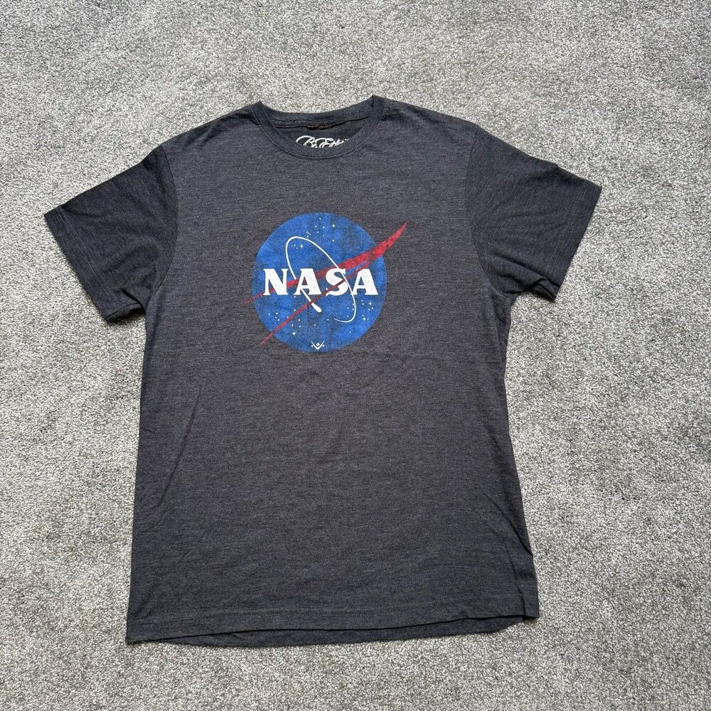 NASA  T-Shirt By BC Ethic Vintage Look Dark Heathered Grey Large